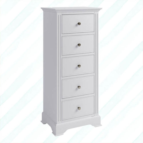 Brescia 5 Drawer Narrow Chest White