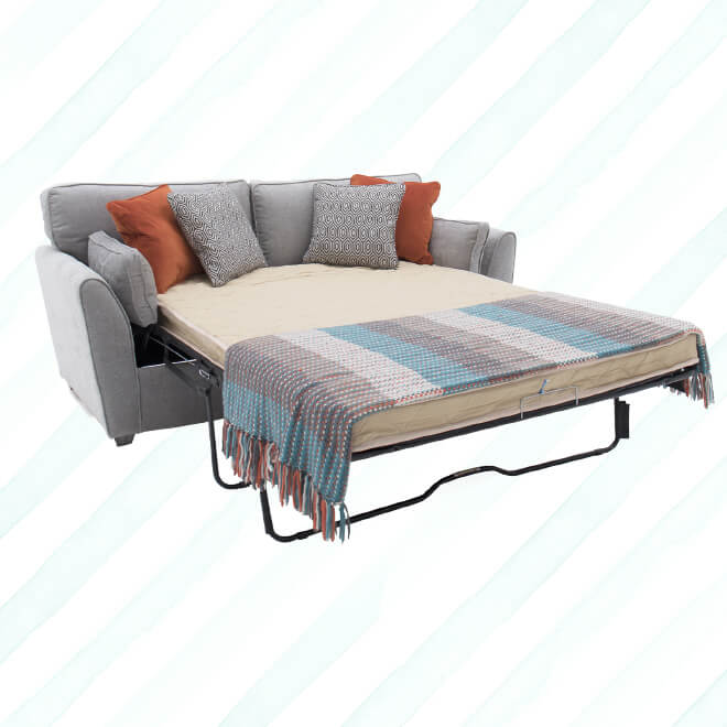 Cardiff Sofa Bed Silver Chenille Fabric Get Furnished