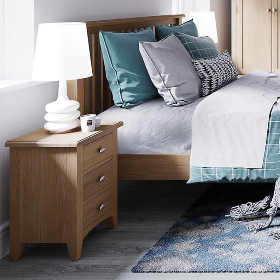 Genoa 3 Drawer Bedside Cabinet