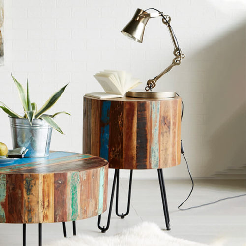 Coastal Drum Side Table