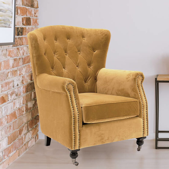 Dover Wingback Chair Mustard