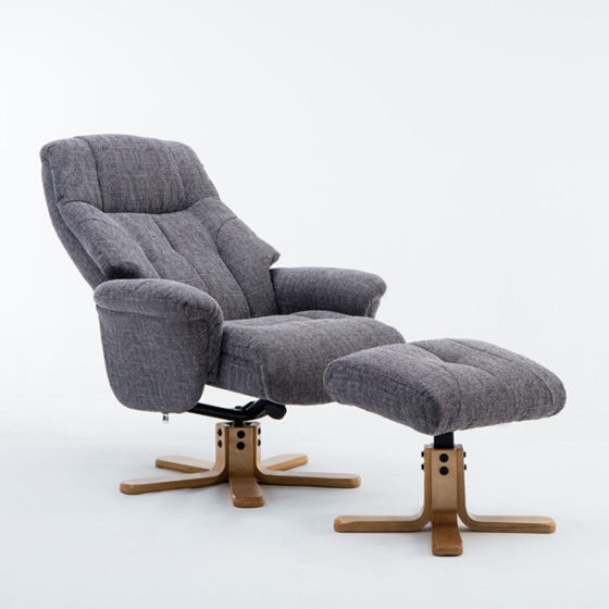 Dubai Recliner & Footstool – Lisbon Grey