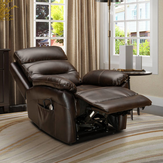 Arianna Lift+Rise Armchair – Brown Leather