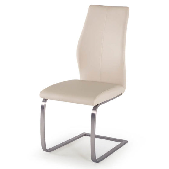 Irma Dining Chair – Brushed Steel + Taupe