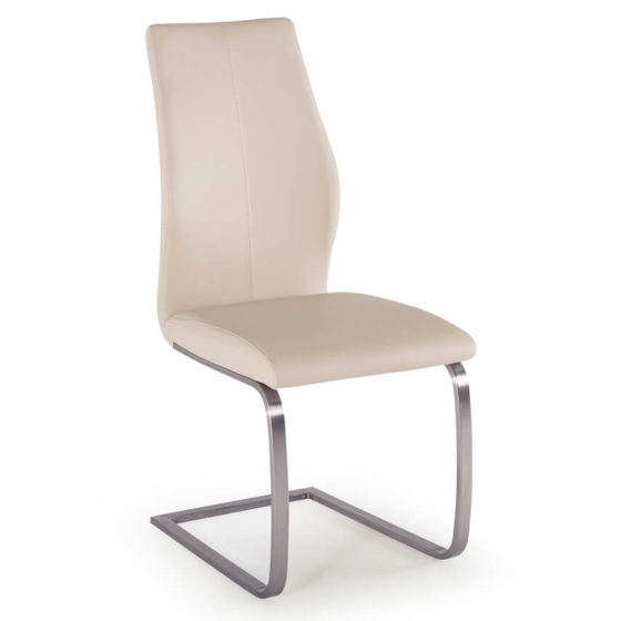 Irma Dining Chair – Brushed Steel + Taupe