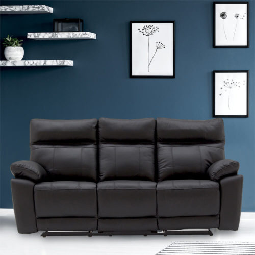 Prosecco Reclining 3 Seater Sofa - Black