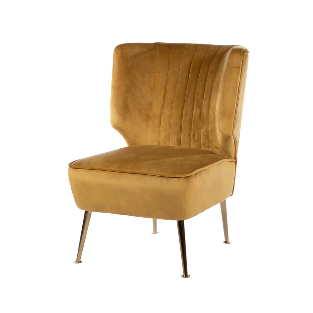 Accent Chair - Mustard Velvet Fabric - Get Furnished
