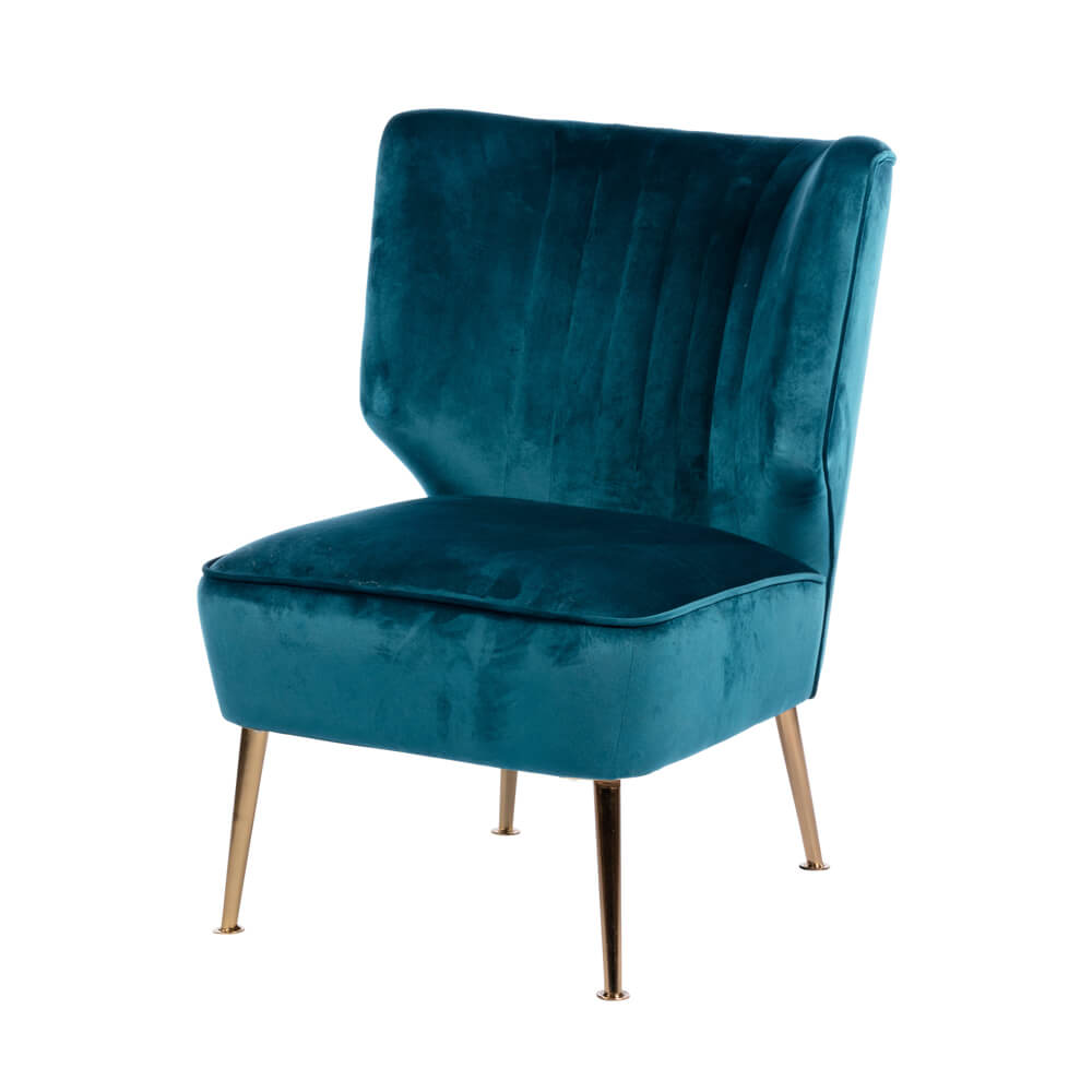 Accent Chair - Teal Velvet Fabric - Get Furnished