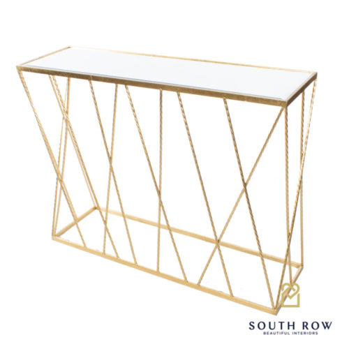 Odessa Rectangular Mirrored Console Table Gold