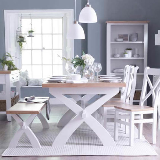 Torino 1.8m Cross Extending Dining Table – White