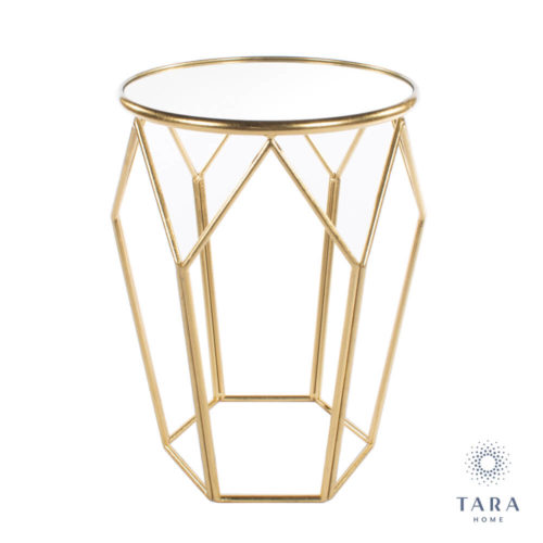 Geometric Accent Table - Mirrored Gold