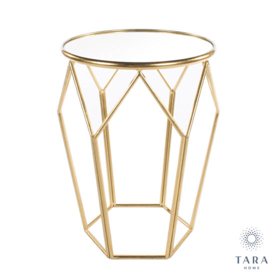 Geometric Accent Table – Mirrored Gold