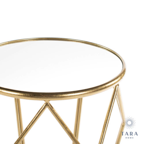 Geometric Accent Table - Mirrored Gold