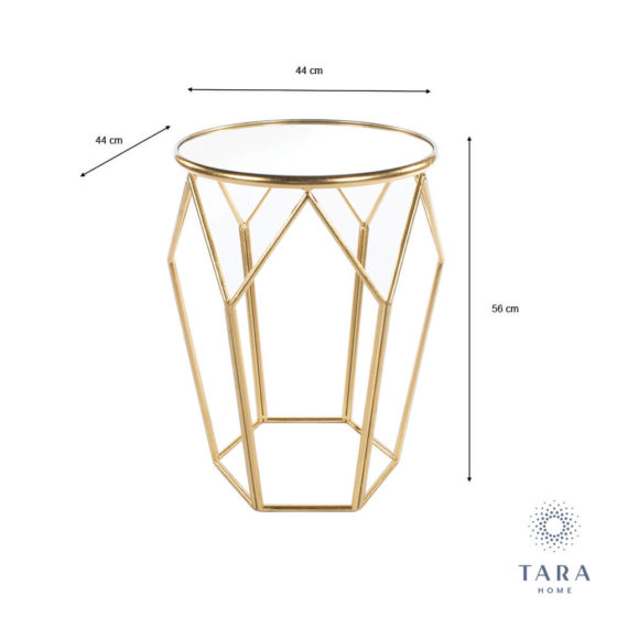 Geometric Accent Table – Mirrored Gold