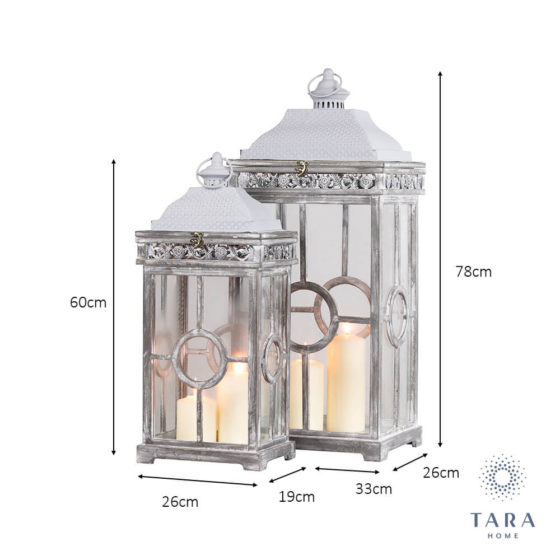 Cambridge Set of 2 Lanterns Grey