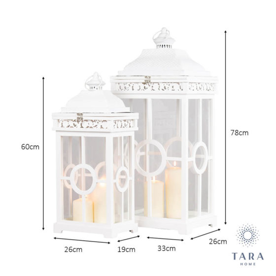 Cambridge Set of 2 Lanterns – White