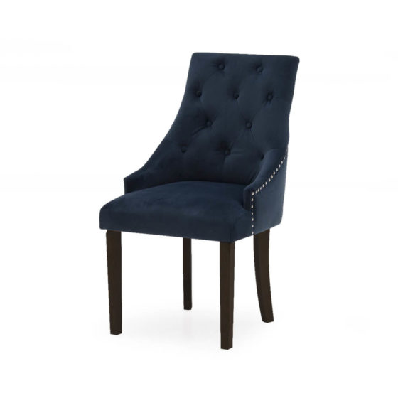 Hobart Dining Chair with Dark Leg – Velvet Midnight