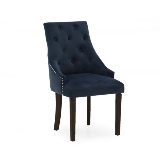 Hobart Dining Chair with Dark Leg – Velvet Midnight