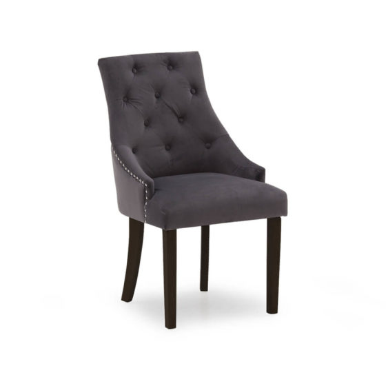 Hobart Dining Chair with Dark Leg – Velvet Misty