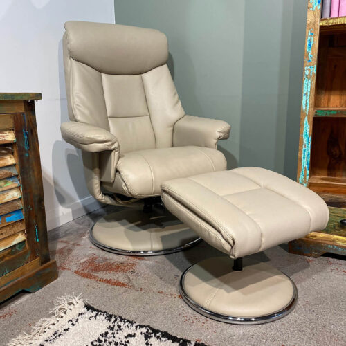 Biarritz Recliner And Footstool Bone Plush