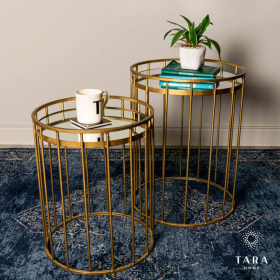 Cage Set of 2 Side Tables Gold