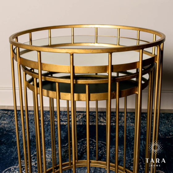 Cage Set of 2 Side Tables Gold