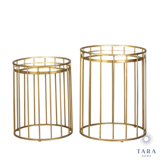 Cage Set of 2 Side Tables Gold