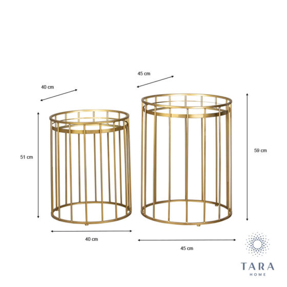 Set of 2 Side Tables Gold