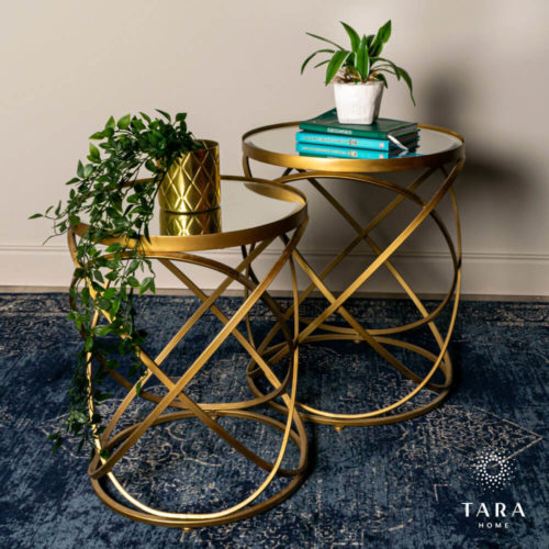 Spirals Set of 2 Side Tables - Gold