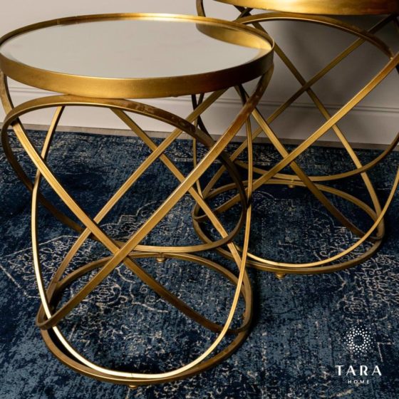 Spirals Set of 2 Side Tables – Gold