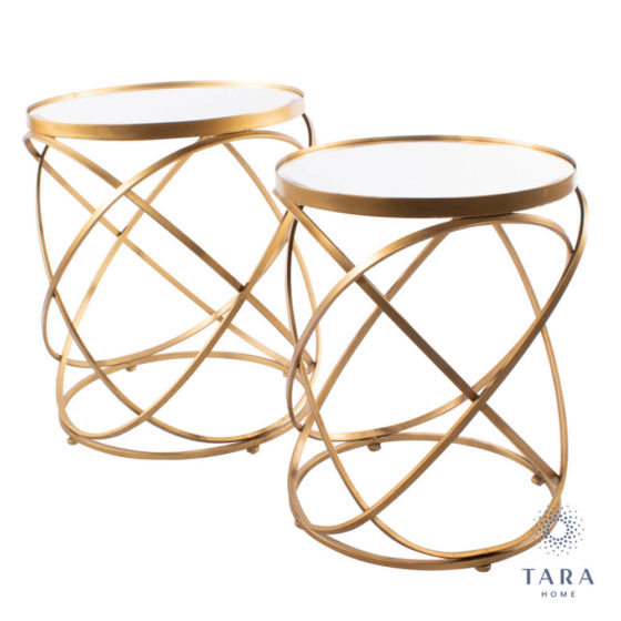 Spirals Set of 2 Side Tables – Gold