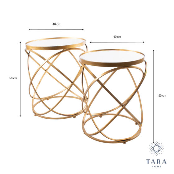 Spirals Set of 2 Side Tables – Gold