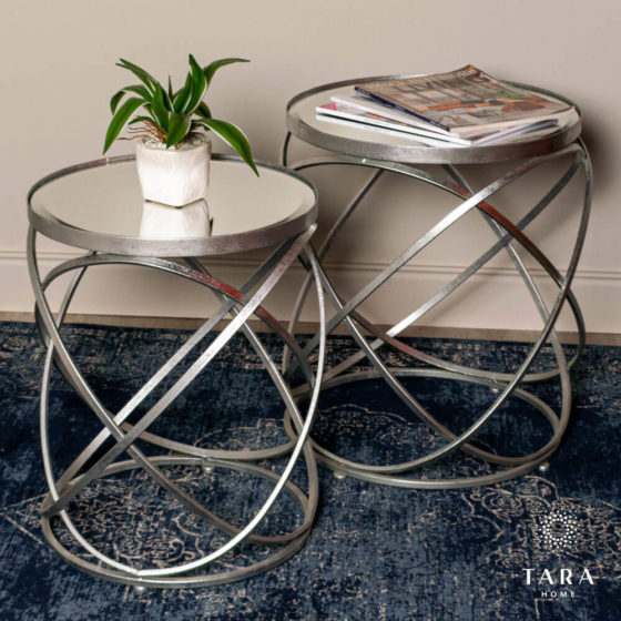 Spirals Set of 2 Side Tables – Silver