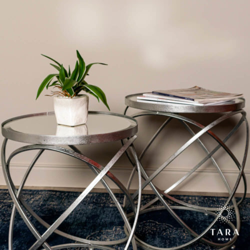 Spirals Set of 2 Side Tables - Silver