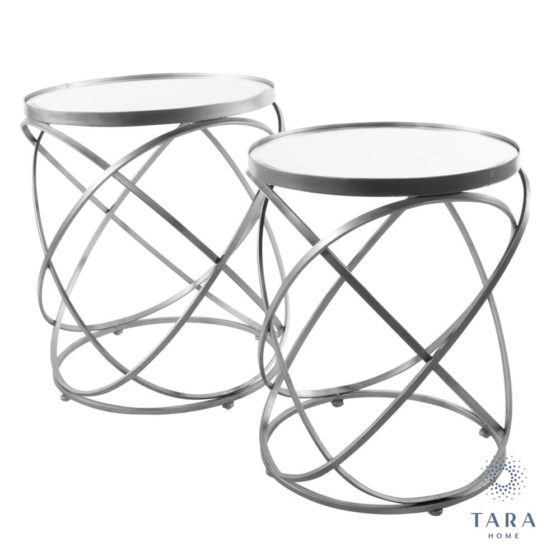 Spirals Set of 2 Side Tables – Silver