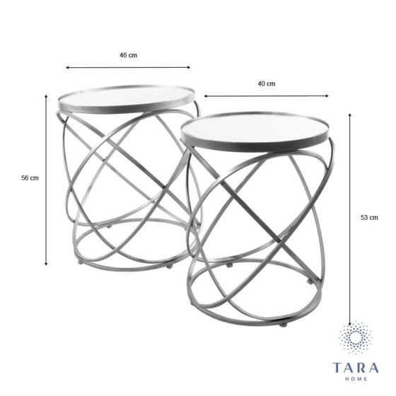 Spirals Set of 2 Side Tables – Silver