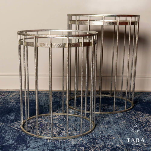 Cage Set of 2 Side Tables - Silver