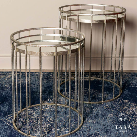 Cage Set of 2 Side Tables – Silver