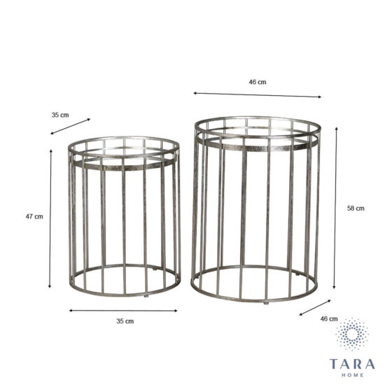 Cage Set of 2 Side Tables – Silver