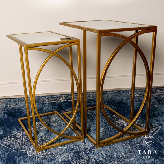 Franklin Set of 2 Sofa Tables – Gold