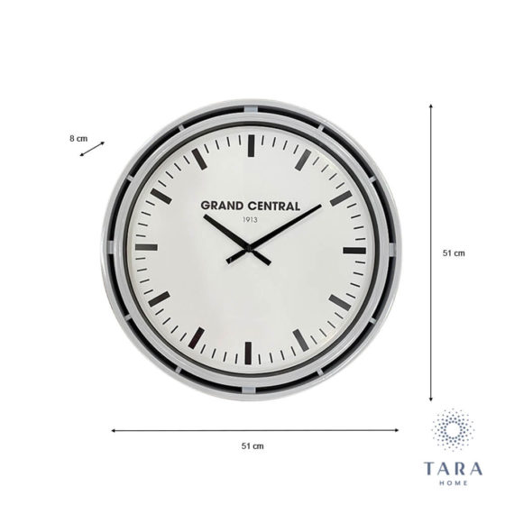 GRAND CENTRAL CLOCK GREY GLOSS