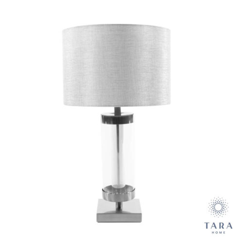 JANE CYLINDER TABLE LAMP - SILVER+GREY 54CM