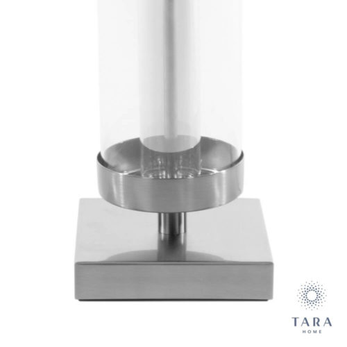 JANE CYLINDER TABLE LAMP - SILVER+GREY 54CM