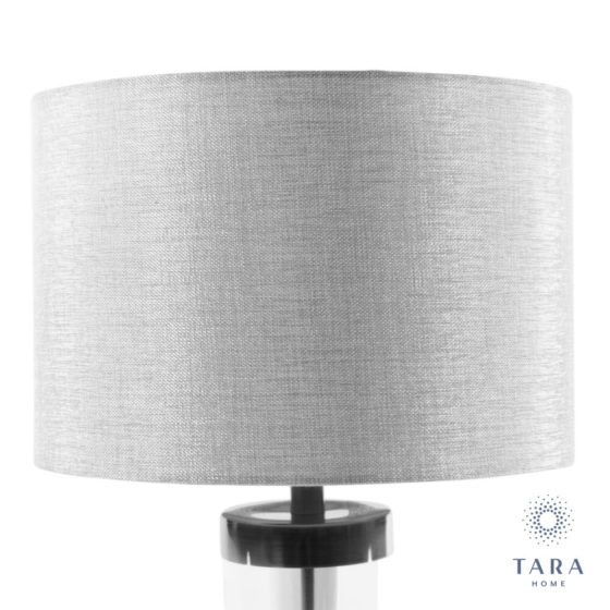 JANE CYLINDER TABLE LAMP – SILVER+GREY 54CM