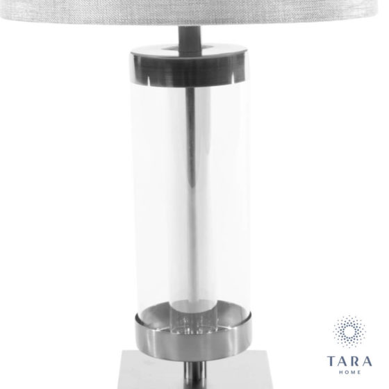 JANE CYLINDER TABLE LAMP – SILVER+GREY 54CM