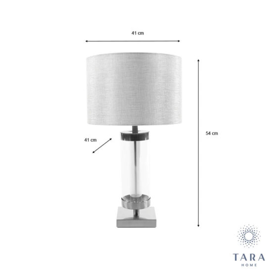 JANE CYLINDER TABLE LAMP – SILVER+GREY 54CM