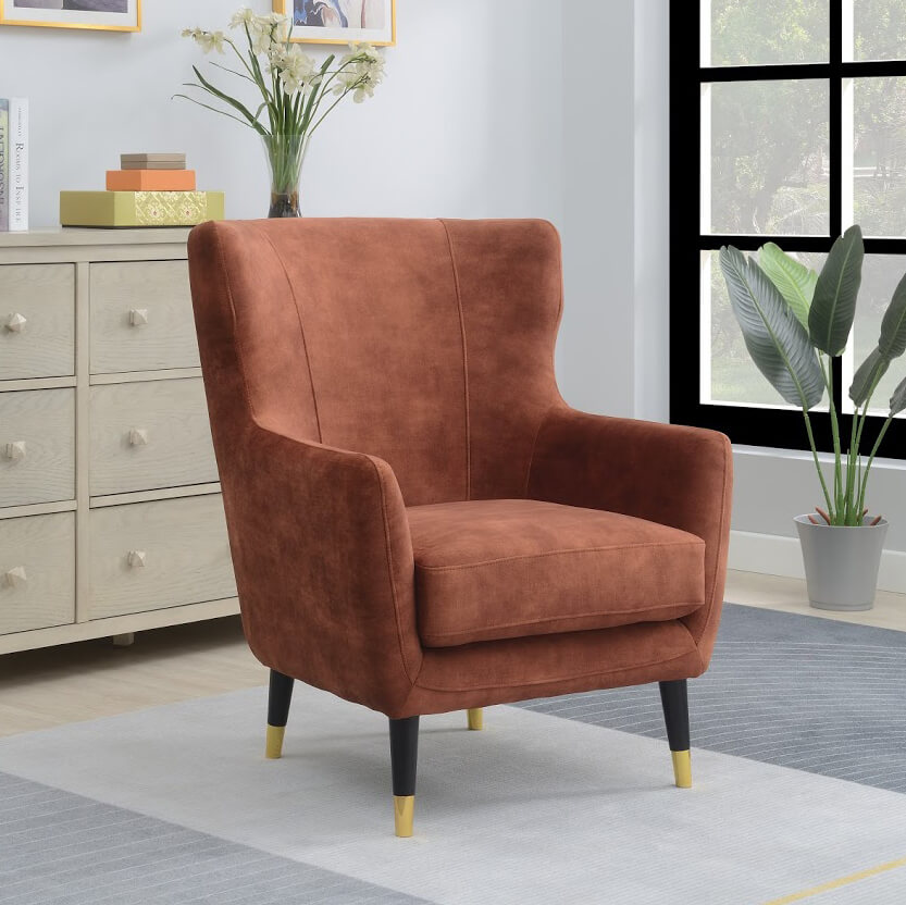 Pip Accent Chair Rust Red Fabric Get Furnished