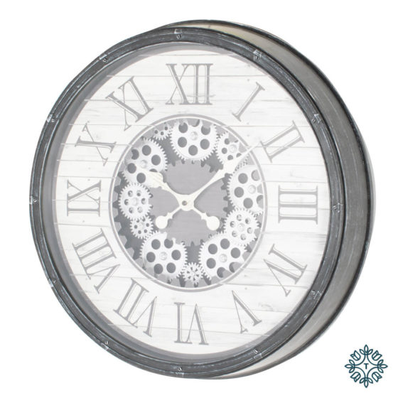 Clockworks Gears Clock Antique Grey 50cm