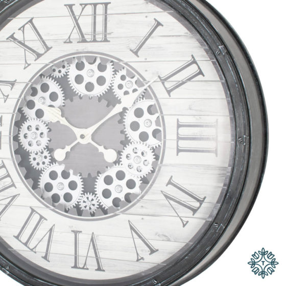 Clockworks Gears Clock Antique Grey 50cm