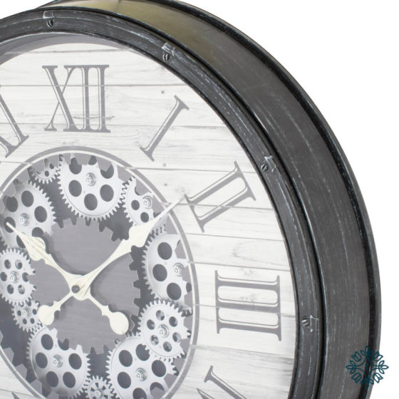 Clockworks Gears Clock Antique Grey 50cm